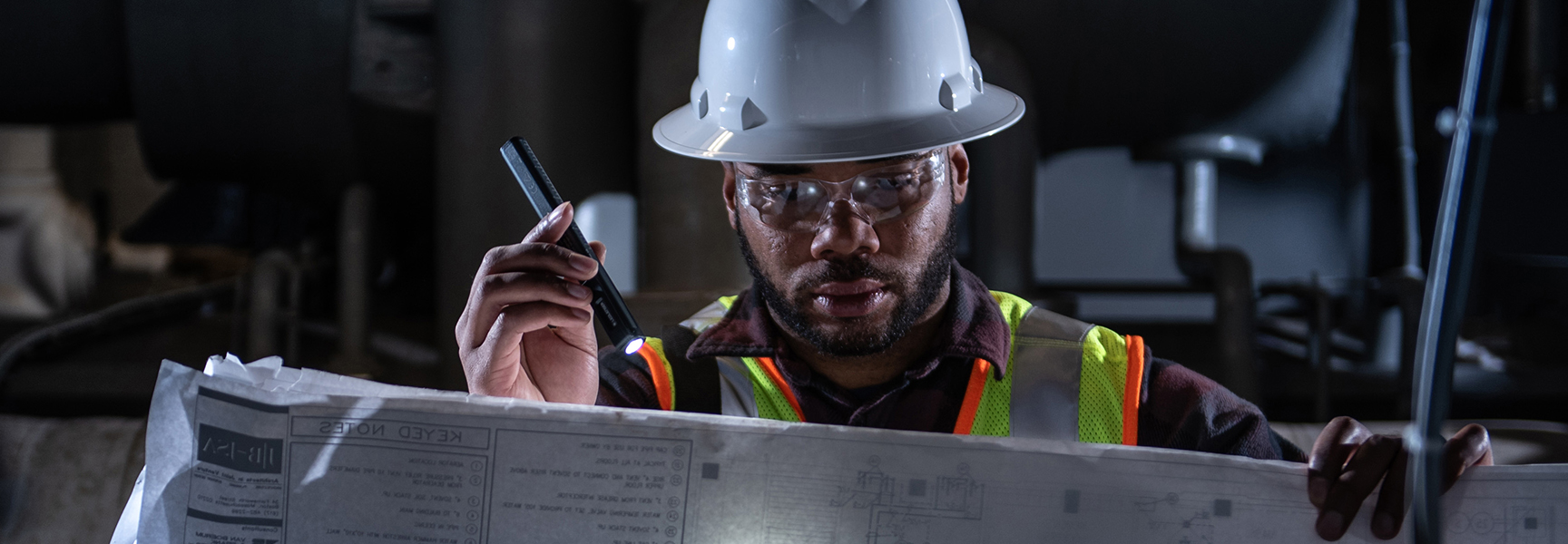 A man with a work light