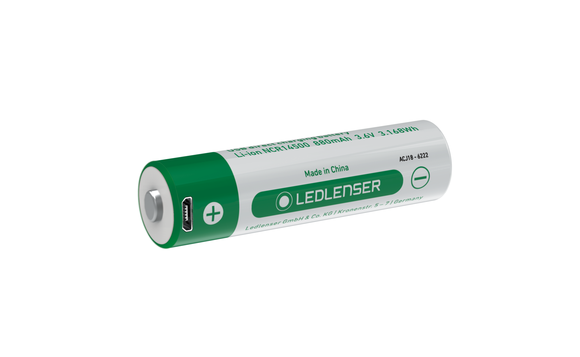 Li-Ion direct USB rechargeable battery 3.6 V 880 mAh